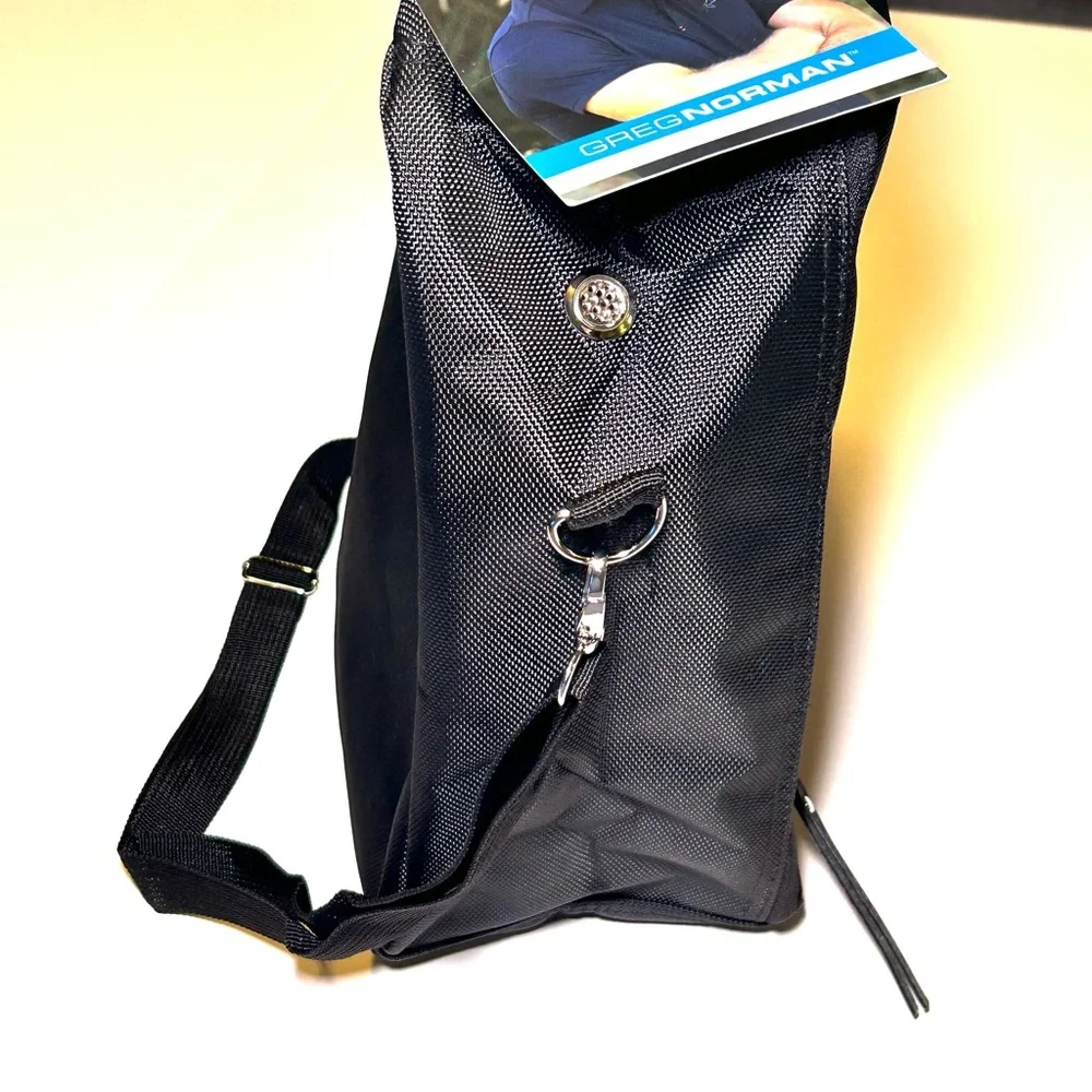 Greg Norman Collection Black Men's Travel Golf Shoe Bag with Shoulder Strap NEW